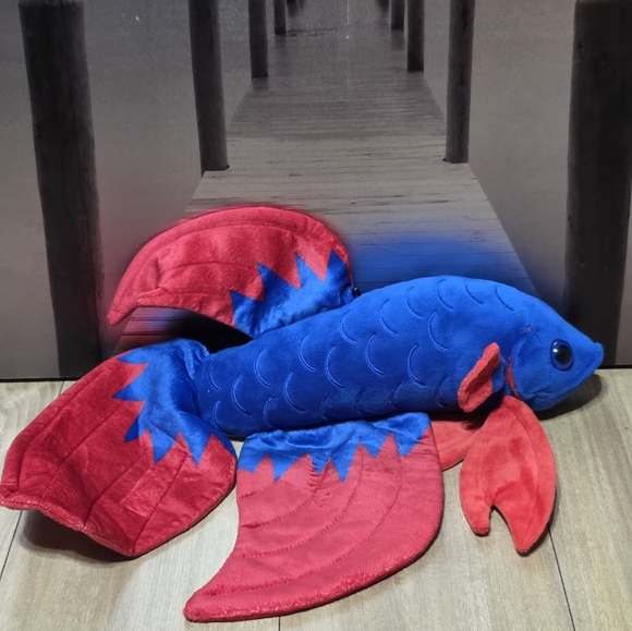 The Betta Fish Stuffed Animal Plush, Blue and Red Fish Plush Toy - Picture 1 of 6